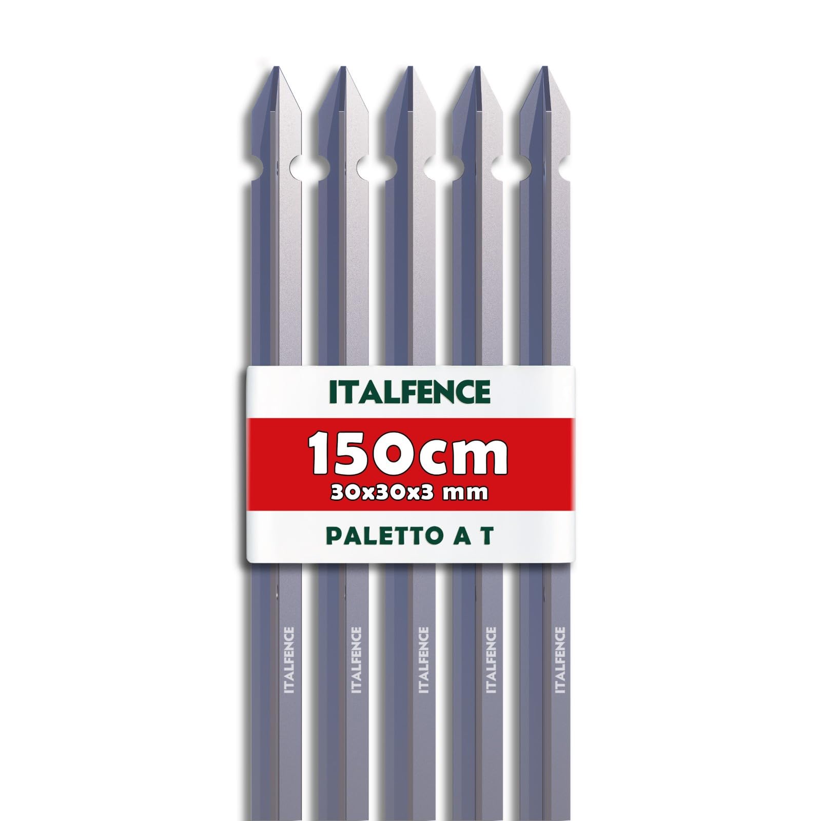 Palo a T H150cm 30x30x3mm in ferro zincato per recinzione [10 pezzi]