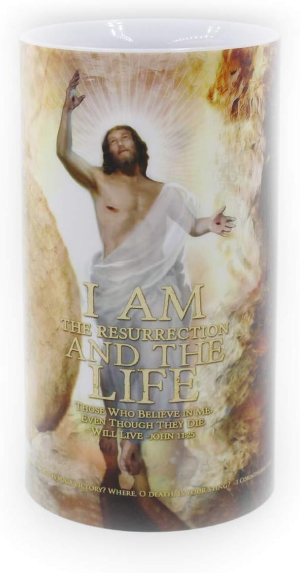 LED Flameless 4 x 7 Prayer Candle (Jesus's Death and Resurrection)