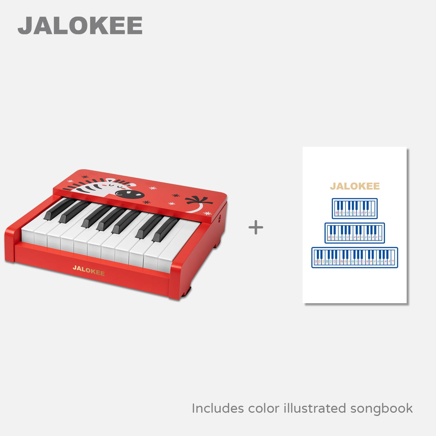 Teclado de piano para niños, 18 teclas piano digital, mini instrumento educativo de música, juguete de madera para bebés, niñas y niños (Rojo)