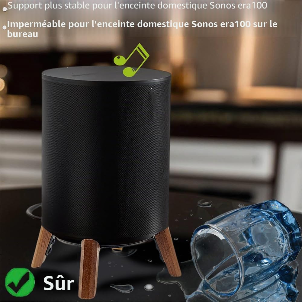 Support en bois de noyer pour Sonos Era 100, trépied de bureau, matériau en bois véritable, support stable et robuste