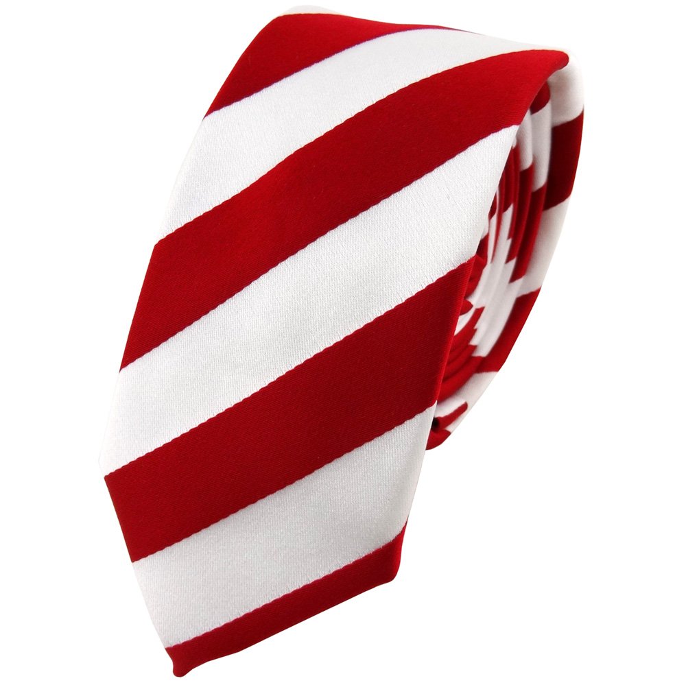 TigerTie narrow tie necktie in red signal-red white striped - Tie necktie