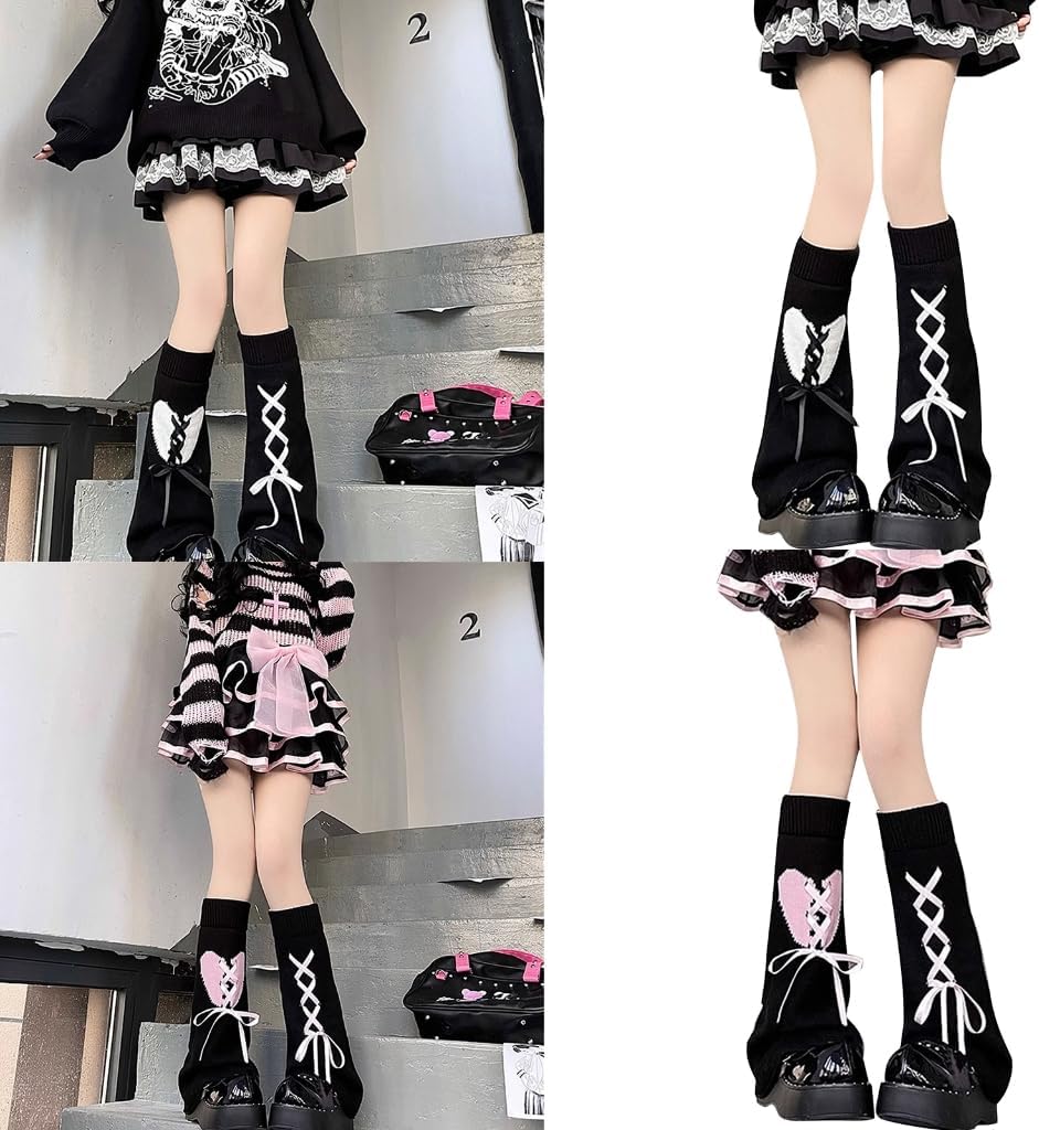 Solid Bandage Pile Sock Bows Sweet Pantyhose Subculture-Japanese-Cute Leg Covers for Womens