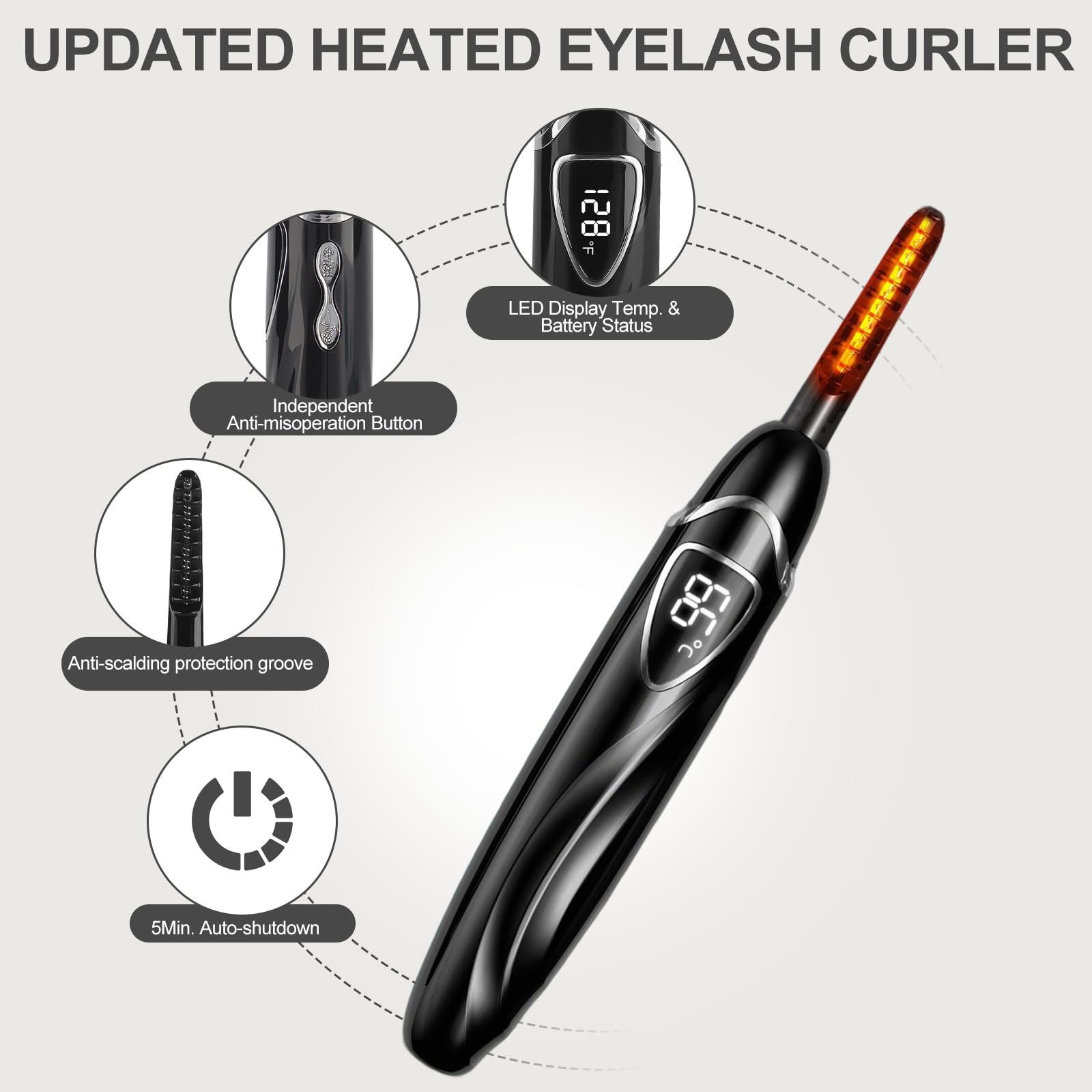S600, piegaciglia riscaldato elettrico, con controllo preciso della temperatura, funzione di memoria e calore costante per ricci di lunga durata (S600-148 mm)
