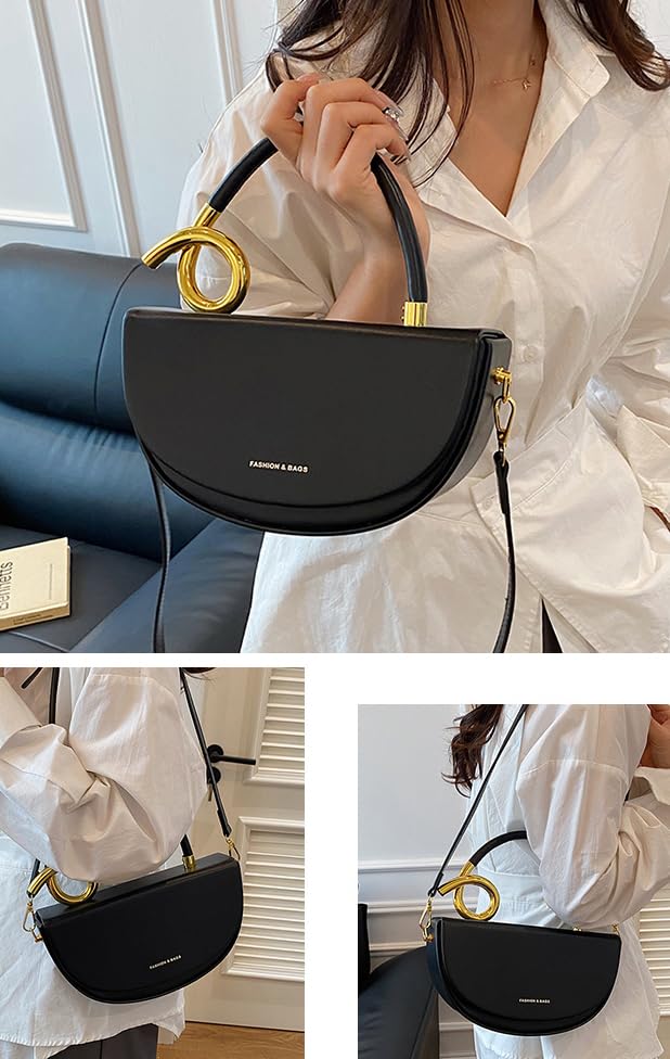 Bolso tipo Tote semi-circular para mujer en cuero PU miniatura 7