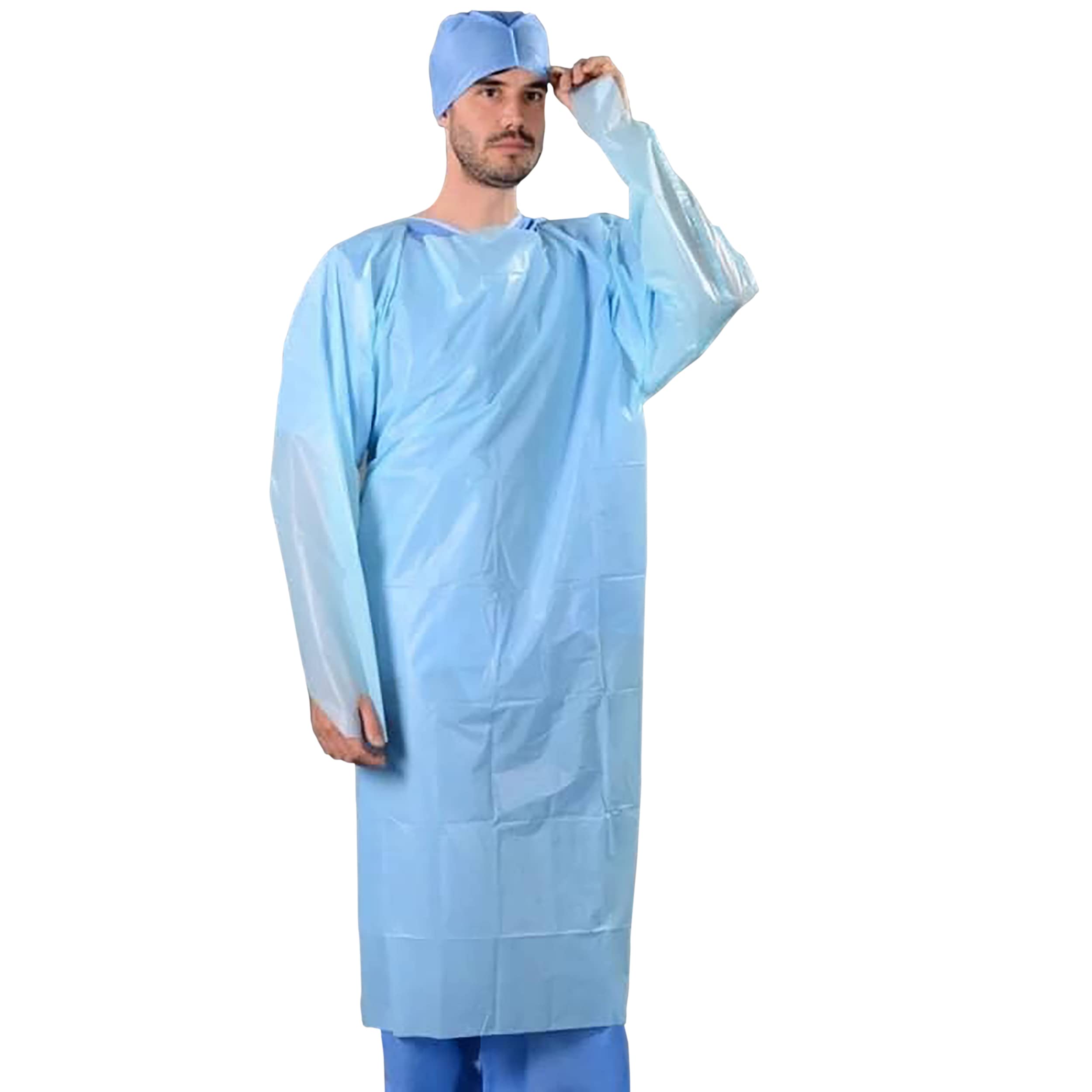 Osler & Walsh | CPE Thumb Loop Large Size Long Sleeve Disposable Polyethylene Isolation Gowns - 23 Micron / 40gsm, Pack of 10 | Durable | Waterproof Design |