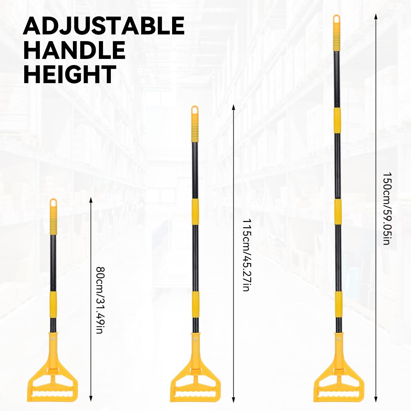 Commercial Heavy Duty Mop Heads Replacement for Rubbermaid with Long Handle - 6 Packs Industrial Wet Mop Head with Handle for Floor Cleaning - Commercial Products Looped End String Head Refills