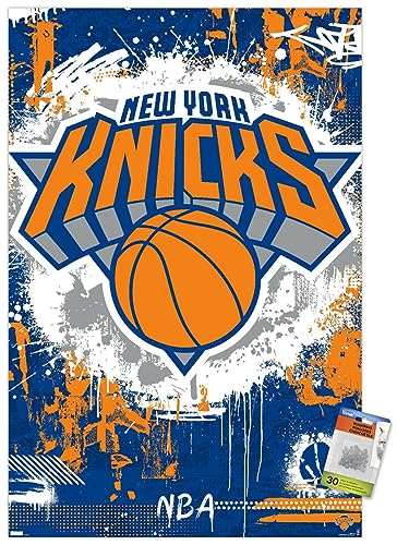 Trends International NBA New York Knicks - Maximalist Logo 23 Wall Poster, 22.37" x 34.00", Premium Poster & Push Pin Bundle