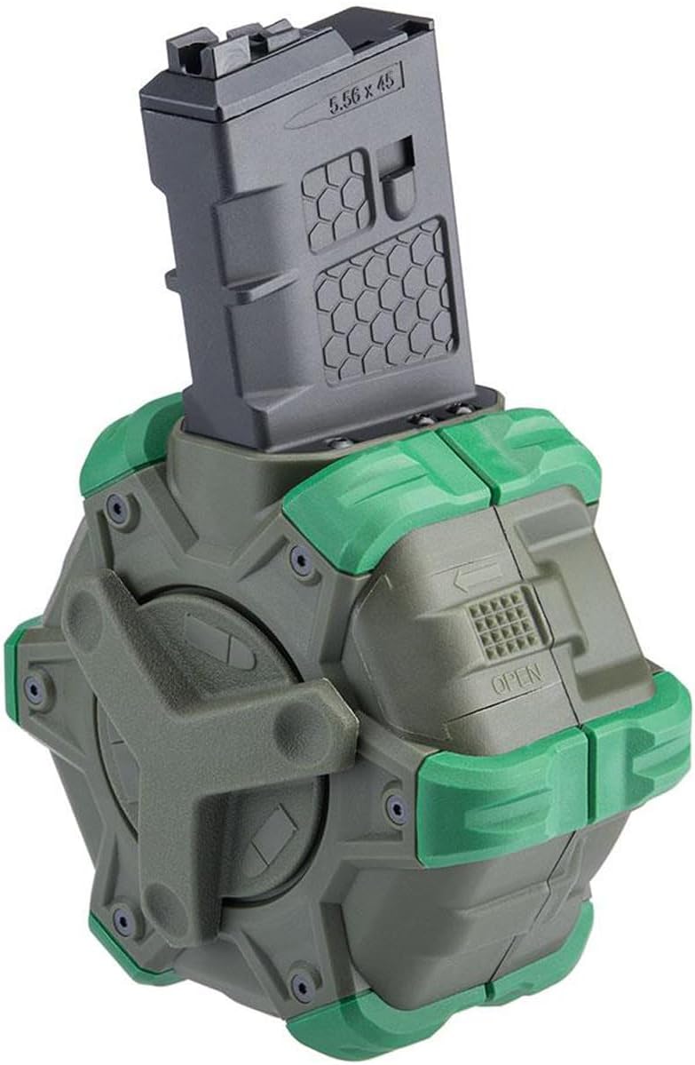 GoldenBall X WE-Tech Drum Airsoft Magazine for WE Open Bolt M4 Gas Blowback Airsoft Pistols (Color: OD Green)
