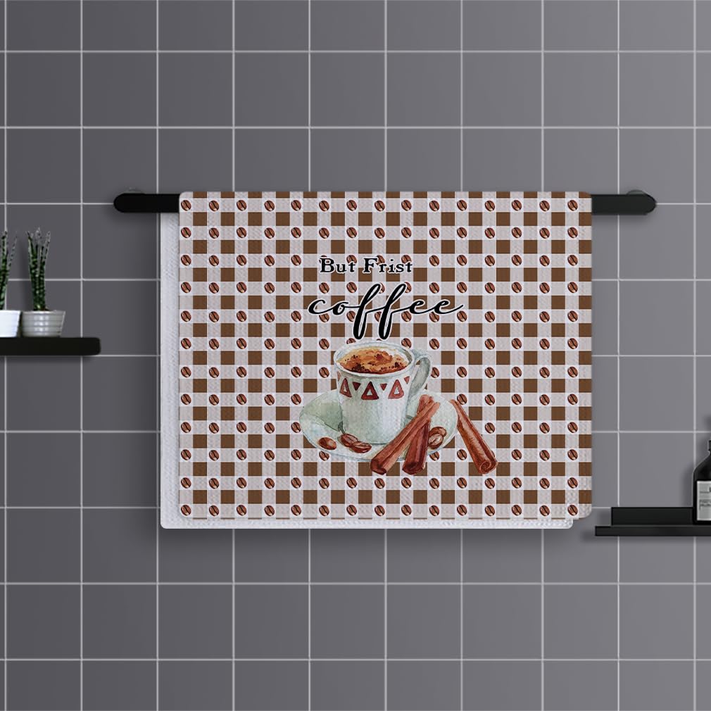 Trapos Cocina Elegante Estampado De Café Paños de Cocina Suaves y Absorbentes Paños Cocina Reutilizables Trapos de Cocina para Secar Toallas Lavable Toallas de Barra Juego de 4 (40x60cm)