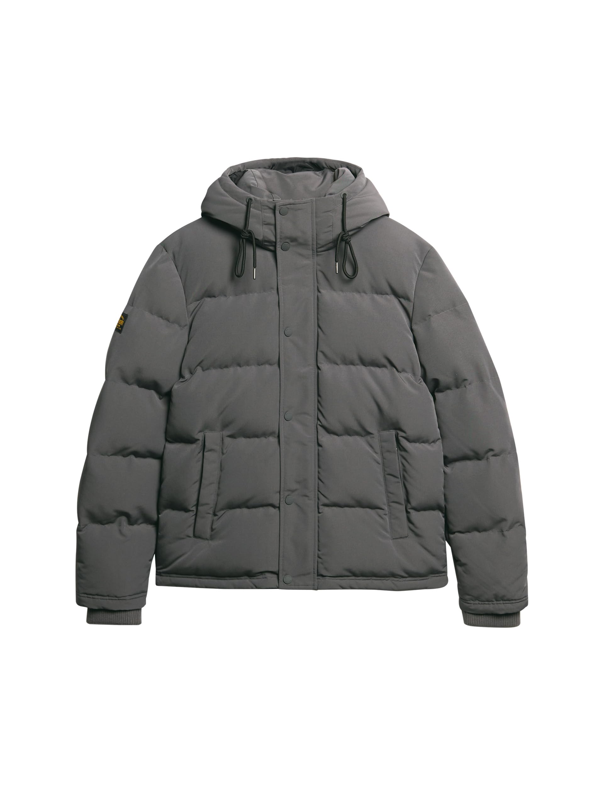 Superdry Men's Charcoal Everest Short Hooded Puffer Jacket, 3XL