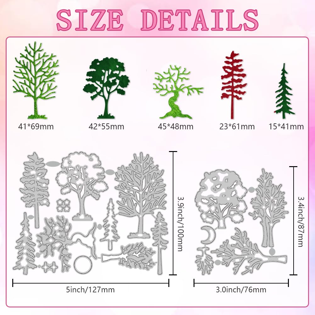 DELORIGIN Tree Cutting Dies Forest Carbon Steel Die Cuts for Card Making Embossing Tool Scrapbooking Stencils Template for DIY Crafts Album Paper Greeting Card Gift Festival Decor - Image 2