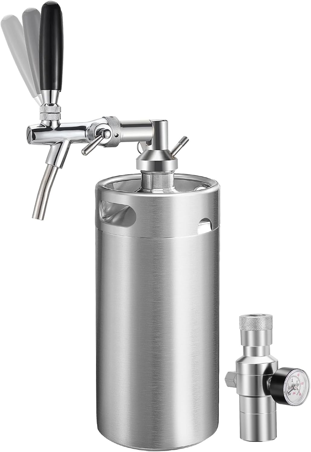 128OZ Mini Keg Growler with Adjustable Faucet, Upgrade Growler Tap System 3.6L Stainless Steel Draft Dispenser System Keeps Fresh for Homebrew