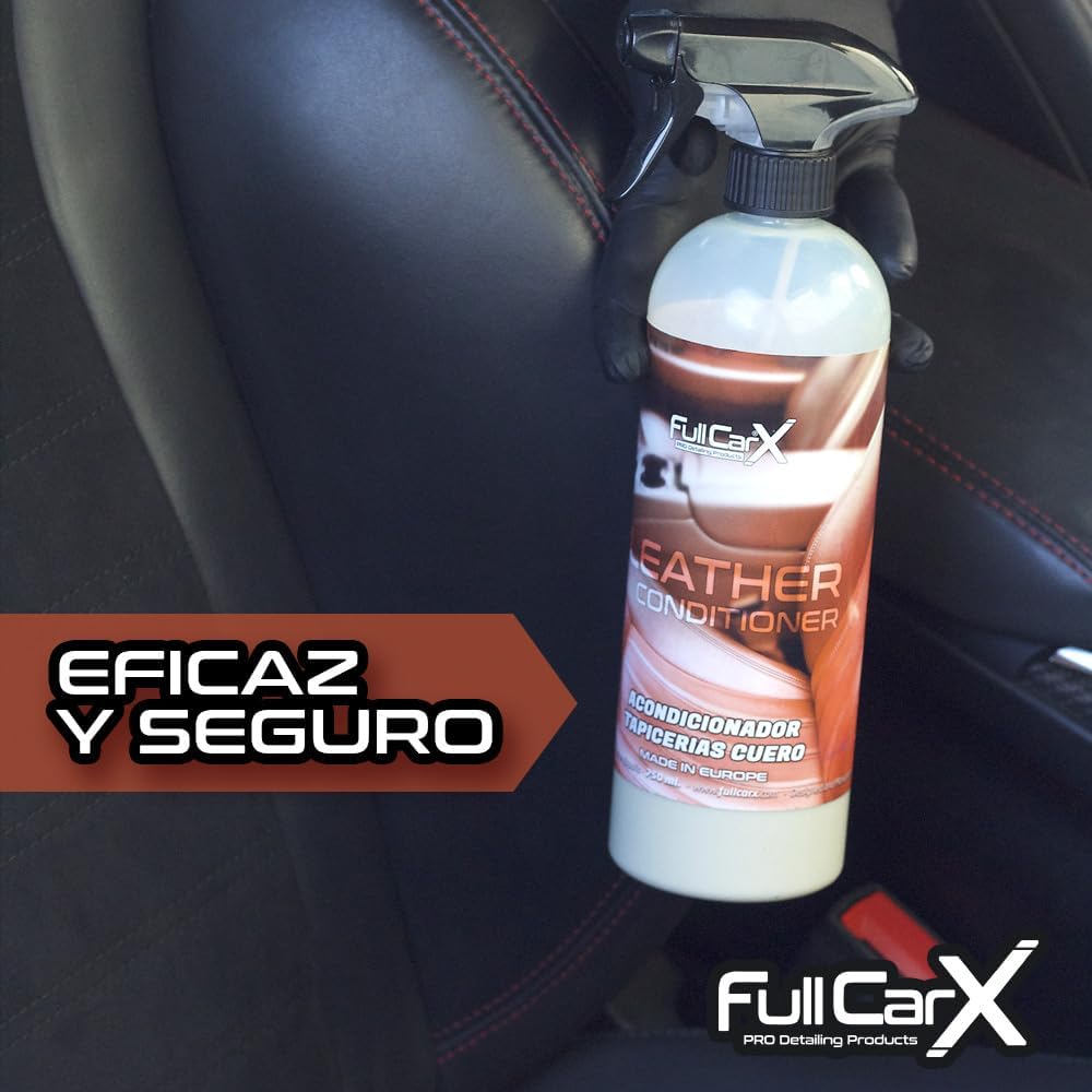 AutoFullCar - FullCarX by Full Dip Reinigungsset für Leder und Leder mit Zubehör für Sitze und Innenräume und feuchtigkeitsspendende Lederreinigung, 2 x 750 ml