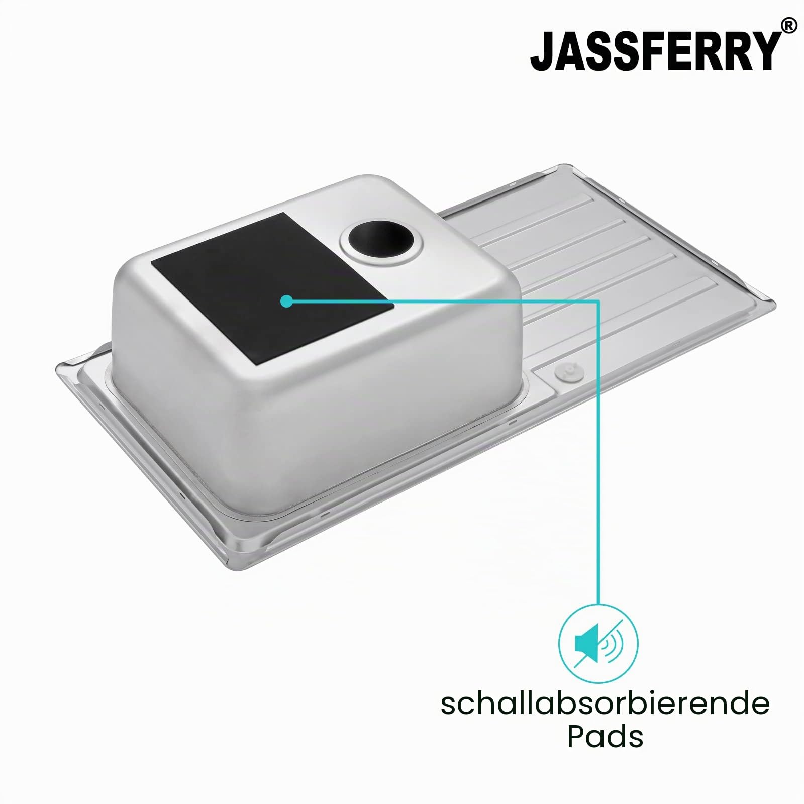 JASSFERRY Edelstahl Küchenspüle 1 Becken 100 x 50 cm, Reversible Einbauspüle mit Siphon-Ablauf und Überlaufgarnitur