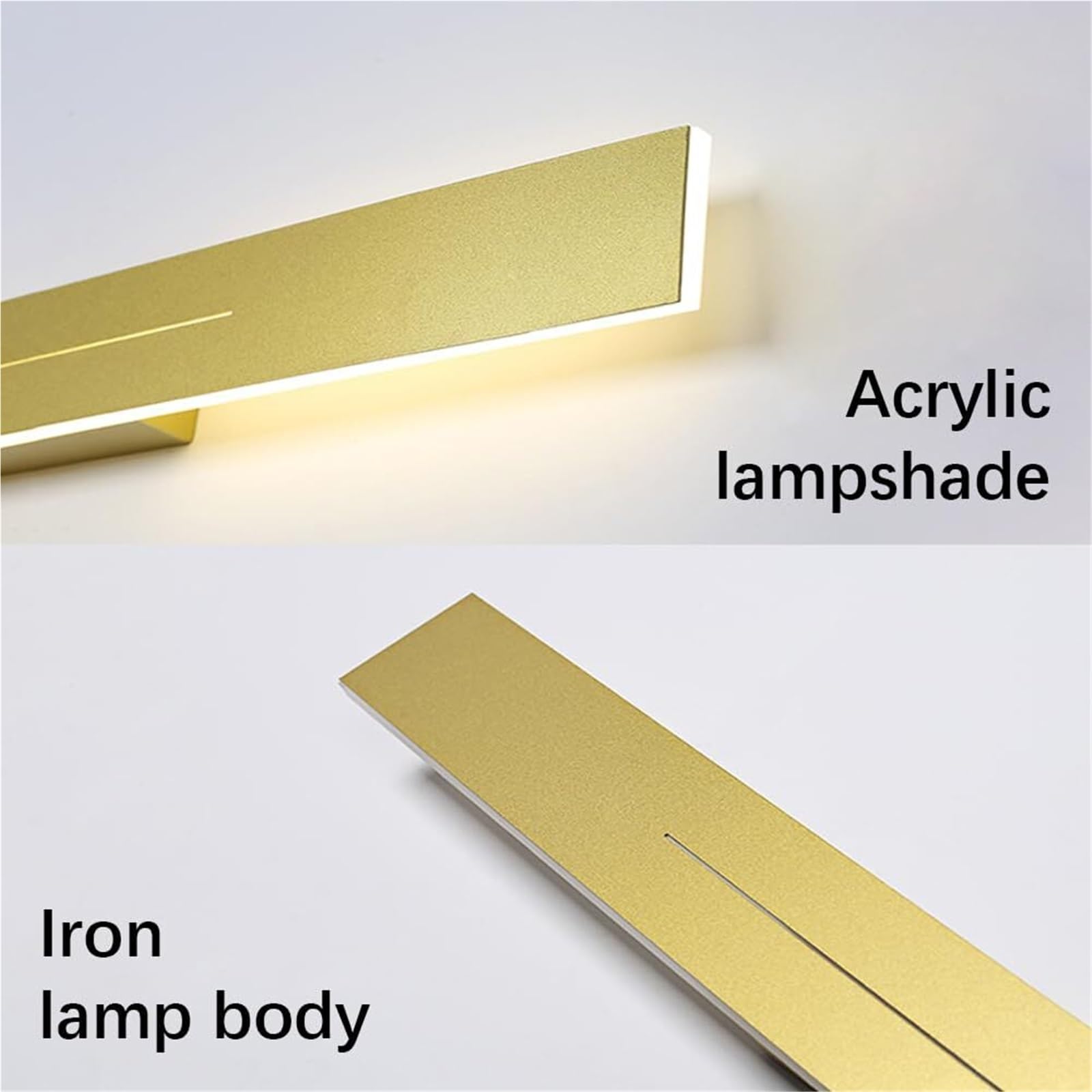 Barra luminosa moderna a LED, applique da parete lineare minimalista, lampada da specchio for bagno dimmerabile, illuminazione su e giù for bagno, camera da letto(Gold-3000k,60cm)