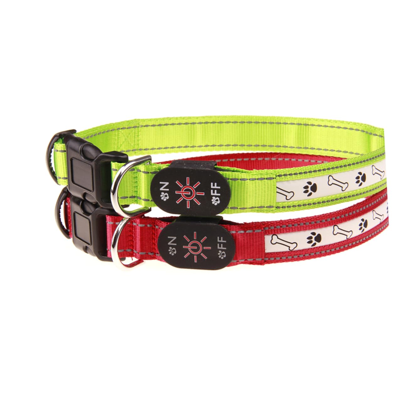 Sosoport 2pièces Collier LED Rechargeable pour Chiens Collier Lumineux avec Imprimé Sécurité De Nuit pour Nocturnes Vert Moyenne