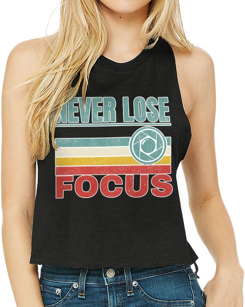 Never Lose Focus Racerback Cropped Tank - Retro Women's Tank - Unique Tank Top