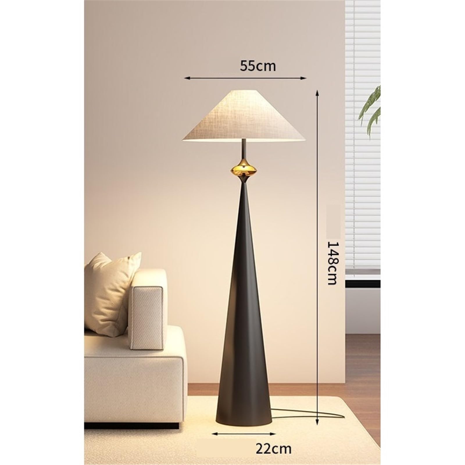 Soggiorno Lampada da terra decorativa struttura ferro paralume tessuto