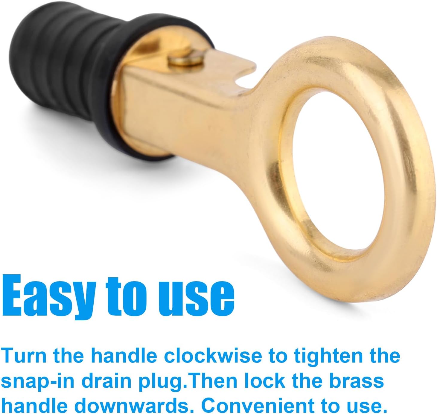 2pcs Boat Drain Plug with O Handle, Brass & Rubber Construction Snap Plug Marine for Boats Kayaks Fishing Boat