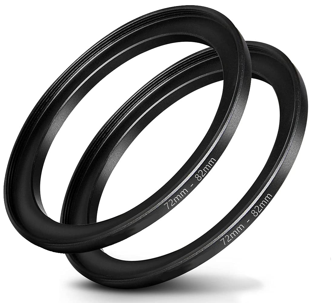 72mm-82mm Step Up Ring [72mm Lens to 82mm Filter], FANZR Camera Lens Filter Adapter Ring Lens, Premium Aluminum (2 Pack)