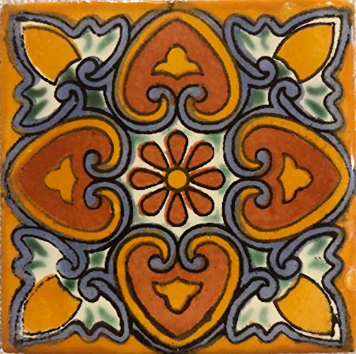 Ceramic Talavera Mexican Tile 4X4", 9 Pieces (Not Stickers) A1 Export Quality! - Ex401 #TOP1