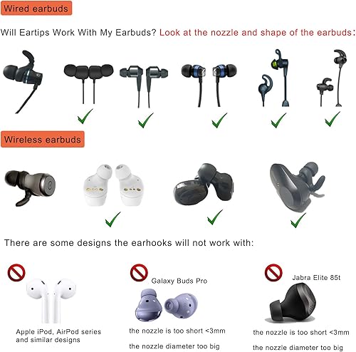 Miniatura 6 de Estabilizadores deportivos para auriculares, aletas, aislamiento de ruido de ala, adaptadores de oreja de repuesto para auriculares en el oído,