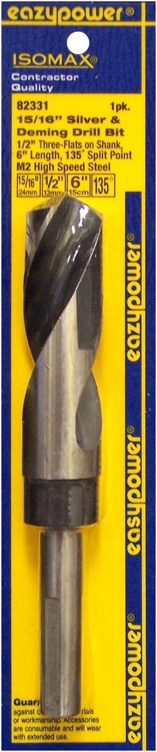 Eazypower 82331 15/16" x 6" Silver and Demming 135 Degree Split Point M2 High Speed Steel with 1/2" Shank (1 Piece)
