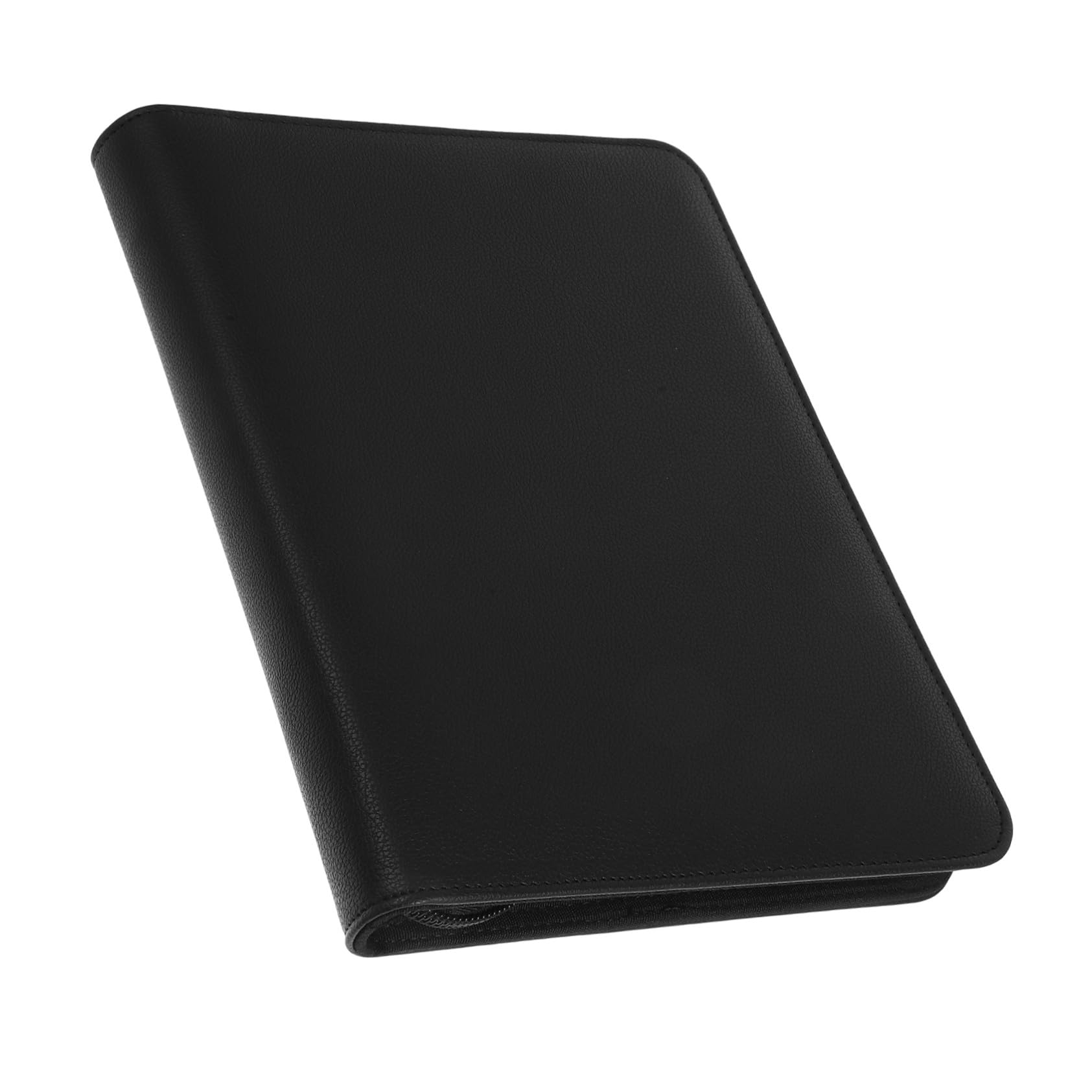 Carpeta Portadocumentos de Pu Negro Gran Capacidad y Cierre de Cremallera, Organizador Profesional para Documentos y Papelería en Oficina