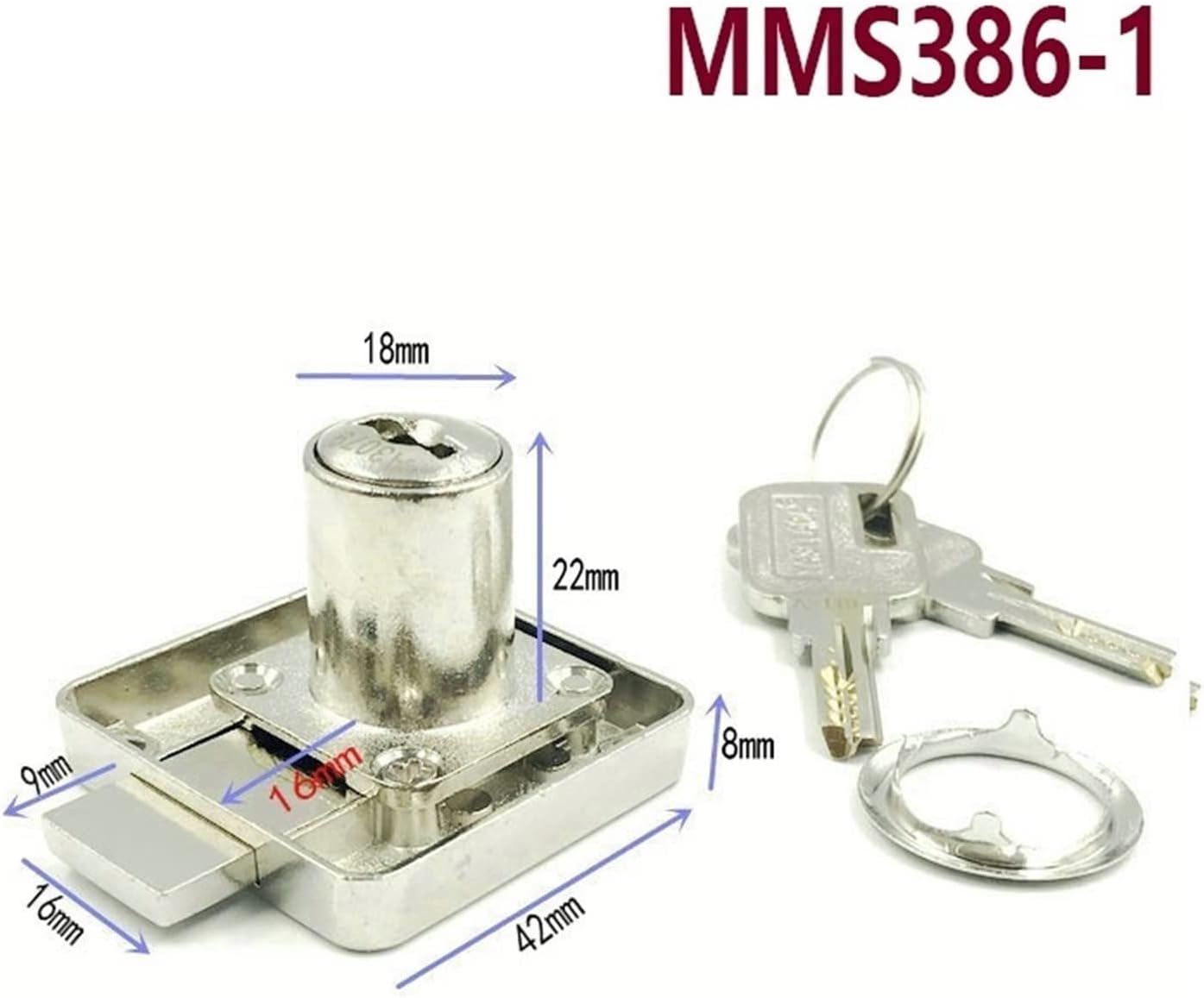 Drawer Lock Bronze with Keys Keyed Different Furniture Hardware MMS386 1Pcs (Color : 1 pcs NO 01)