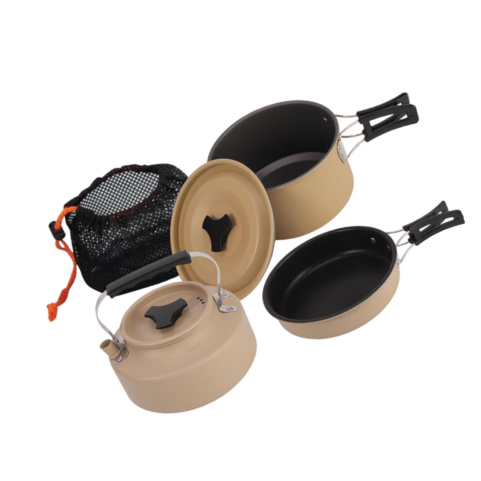 Camping Kochgeschirr Set mit Tragetasche, Kochutensilien, Outdoor Kochgeschirr, Antihaftbeschichtung
