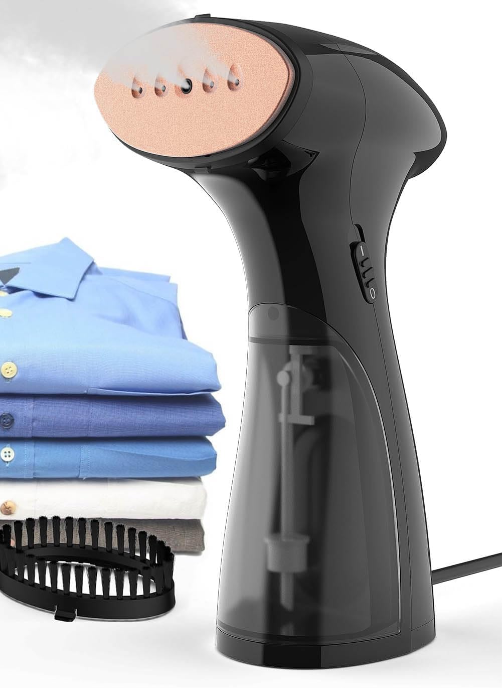 Clothes Steamer Handheld 1600W, Steamer Clothing 25g Jet Steam Rate for Home Travel, Portable Garment Steamer Iron Removes Wrinkle and Odours with Detachable Water Tank, GY2000, Black