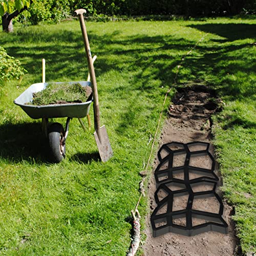 Relaxdays tuinpad mal set van 2, DHZ ontwerp van tuintegels, beton gietvorm, HBD: 4x42x42 cm, betonmal, kunststof, zwart - Image 3