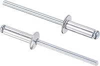 Vista 6 de uxcell Remaches ciegos, remaches de aluminio para decoración de núcleo, 0.094 in de diámetro, 0.236 in, longitud de agarre, tono plateado, 60 piezas