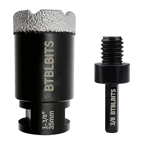 BTBLBITS Broca de diamante seco con núcleo de diamante de 1-38 pulgadas (1.378in) para amoladora angular, porcelana, cerámica, mármol, ladrillo,