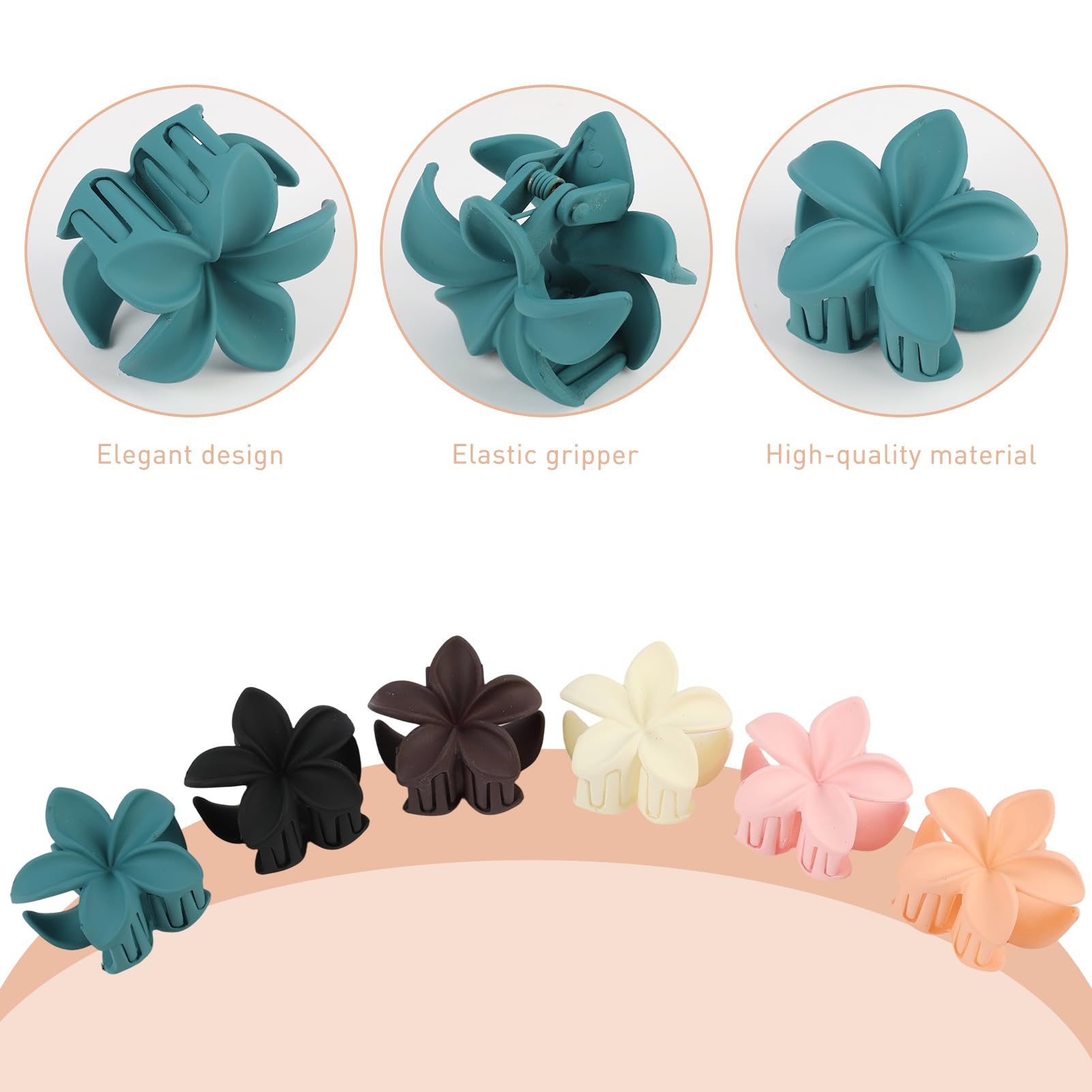 6 Pieces Non-Slip Flower Hair Claws, Flower Claw Clips, Matte Hair Clips - Image 4