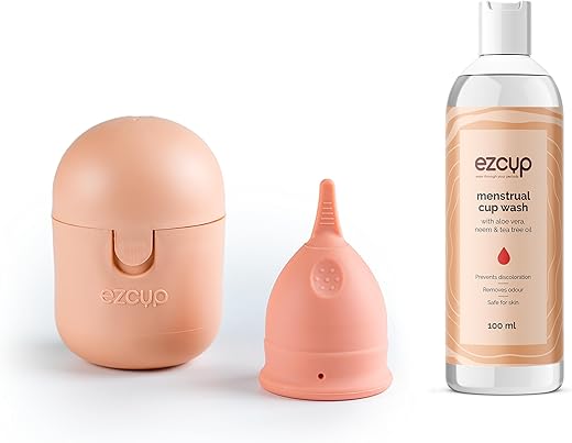 Ezcup Reusable Menstrual Cup for Women with an easy-to-use Portable Sterilising Container,100% Medical Grade Silicone+Menstrual Cup Wash -100 ml...