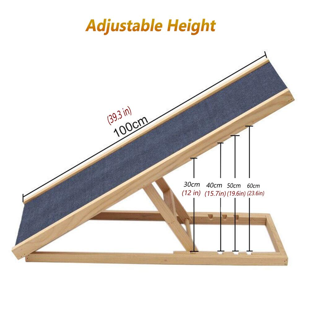 Scale per Cani Gatti Altezza Regolabile Rampa per Cani di Taglia Grande e Gatti Anziani - Scale per Animali in Legno per Letti Alti, Divano, Automobili e SUV, Caricare 50 kg / 110 libbre