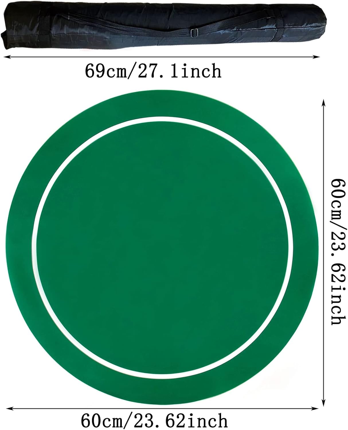 Poker mat Poker Mat Poker Table Top, Professional Poker Mat with Carrying Bag,Tabletop Casino Felt Layout for Cards,Poker Games(Green,24inch)