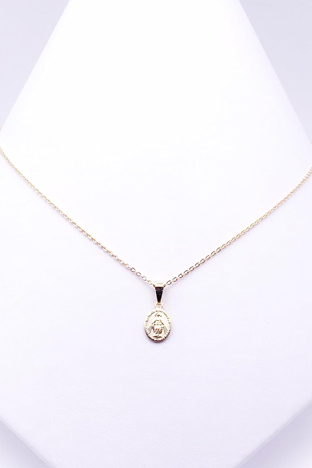 SIFRIMANIA Dainty 18K Gold Plated Petite Catholic Miraculous Medal Choker Necklace for Women