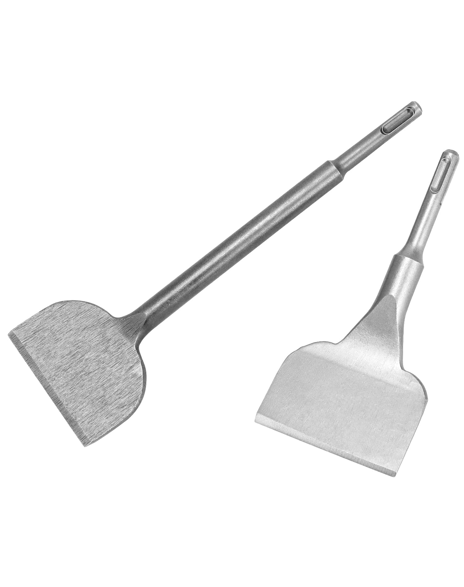 QWORK Wide Cranked Angled Bent Tile Removal Chisel, SDS-Plus Tile Chisel - Heat-Treated Steel Alloy, 3" x 10" and 3" X 6.5" Thinset Scraper Wall and