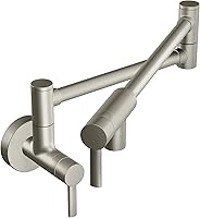 Vista 6 de Moen S665BLS - Grifo de montaje en pared con brazo oscilante plegable moderno para cocina, negro inoxidable