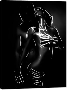Black and White Couples Wall Decor Sexy Wall Art Canvas Print Poster Abstract Body Artwork for Bedroom Bathroom Wall Decor 12x16in