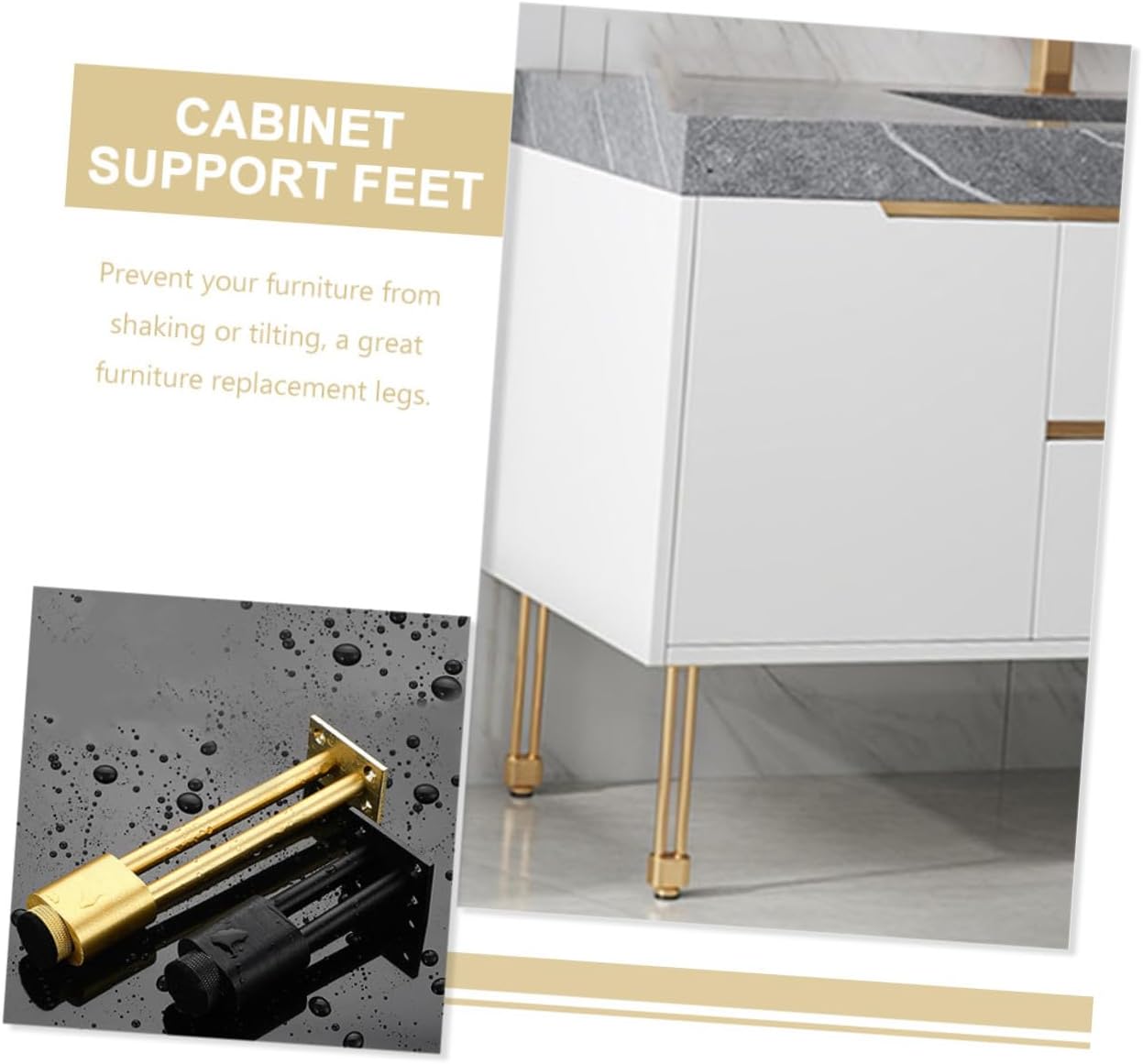 NOLITOY 4pcs Adjustable Aluminum Alloy Bathroom Cabinet Legs, 15cm Brushed Gold Furniture Support Feet for Tv Stands and Cabinets, Adjustable Furniture Legs for Home Use