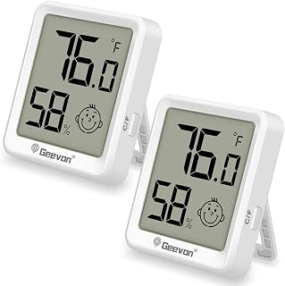 Geevon 2 Pack Mini Digital Hygrometer Gauge Indoor Thermometer – LCD Monitor Temperature with Comfort Index,Outdoor Humidity Meter for Home House Office Garden and Cellar