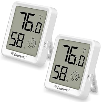 Geevon 2 Pack Mini Digital Hygrometer Gauge Indoor Thermometer LCD Monitor Temperature with Comfort Index,Outdoor Humidity Meter for Home House Office Garden and Cellar