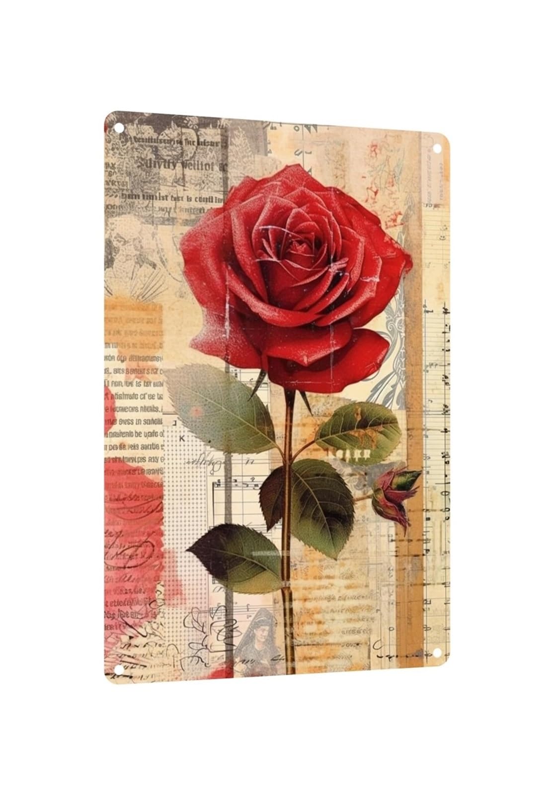 PKNVKZIDK Antique Rose Metal Sign Vintage Tin Wall Decor for Cafe Tea Shop Restaurant Lobby 8 X 12 inch
