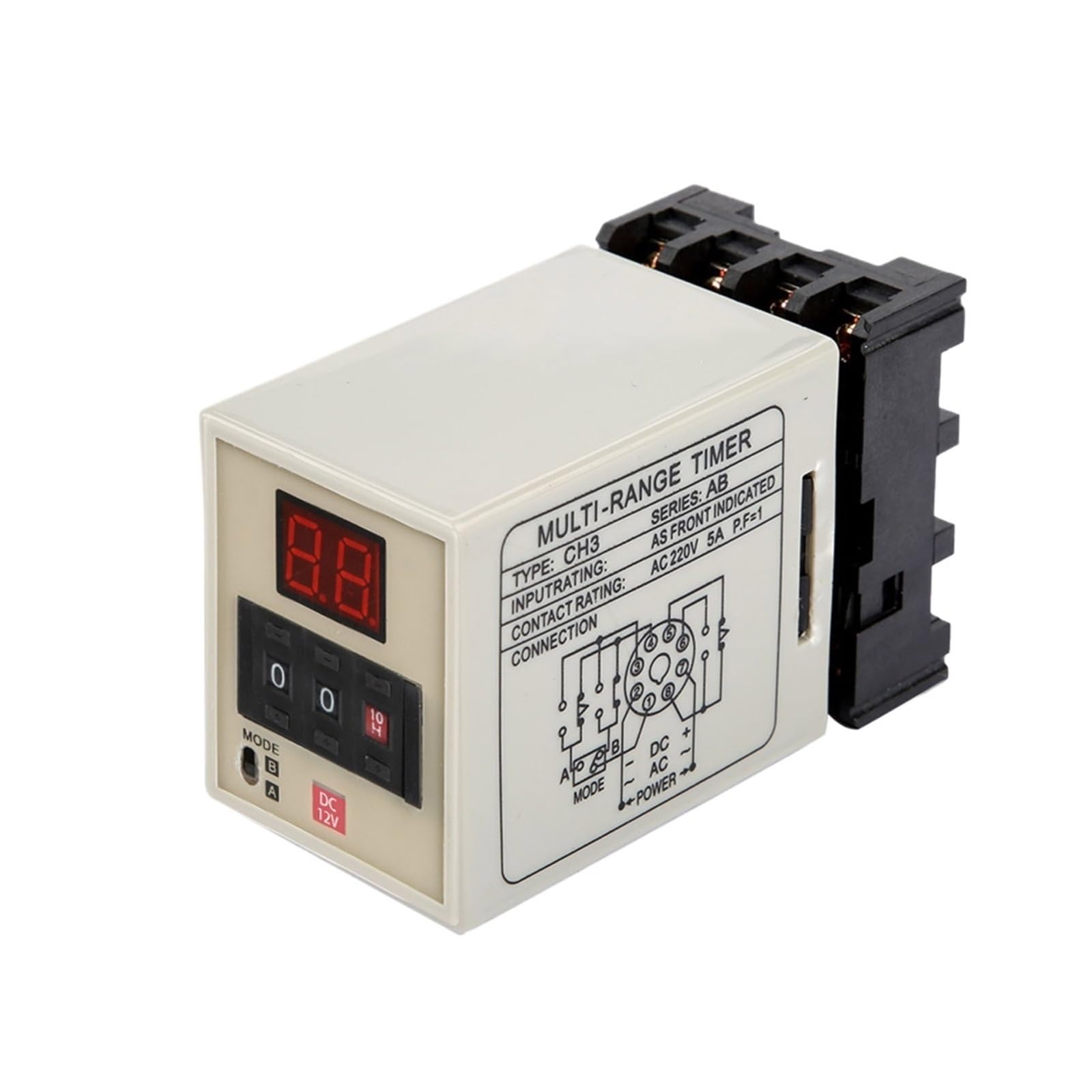 Relais temporisé AH3-DM avec double mode de programmation de 12V