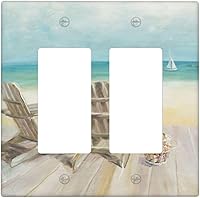 Vista 148 de Interruptor de Luz Cove Silla de Playa Paisaje Marino Océano Azul Placa de Pared de 3 Posiciones Placa de Interruptor de Luz Triple Palanca Costera