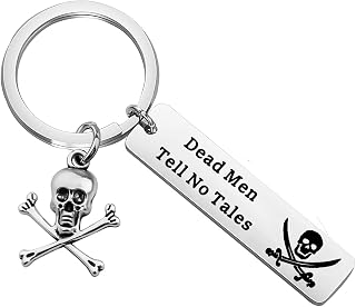 Pirate Gift Dead Men Tell No Tales Skull Crossbones Charm Keychain Pirate of Caribbean Inspired Gift for Pirate Lover Pirate Jewelry (Tell No Tales k)