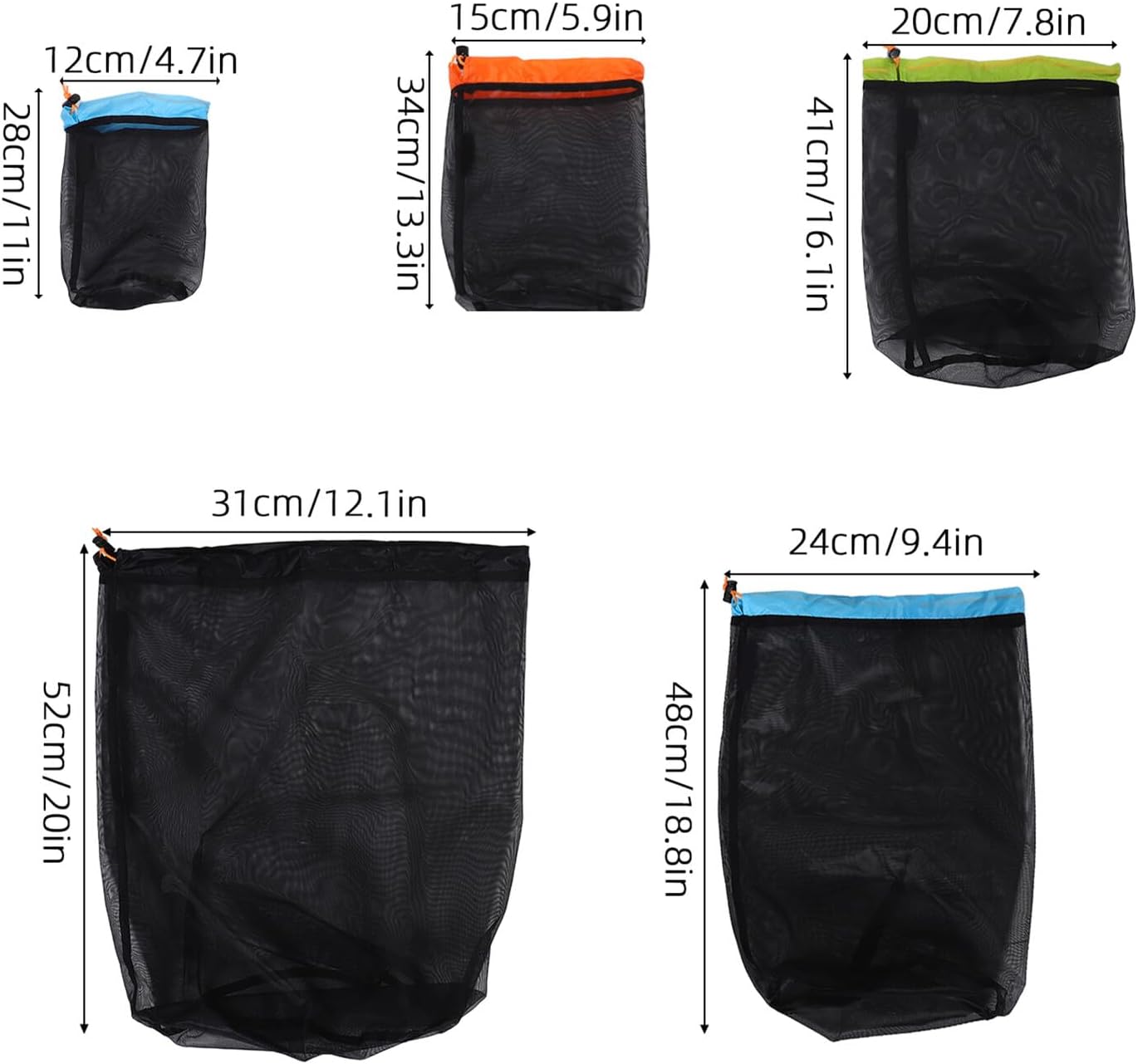 PRETYZOOM Outdoor Camping Drawstring Mesh Storage Bag Set, Reusable Polyester Compression and Stuff Bags, Lightweight Travel Gear Organizer for Backpacking and Hiking